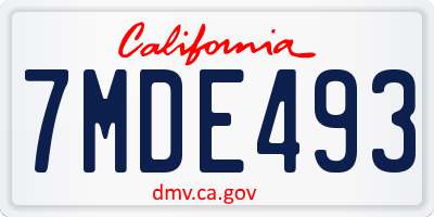 CA license plate 7MDE493