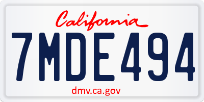 CA license plate 7MDE494