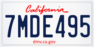 CA license plate 7MDE495