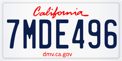 CA license plate 7MDE496