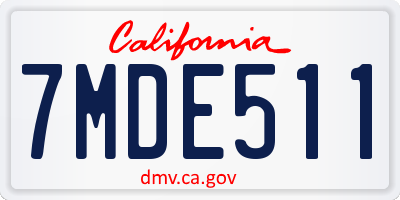 CA license plate 7MDE511