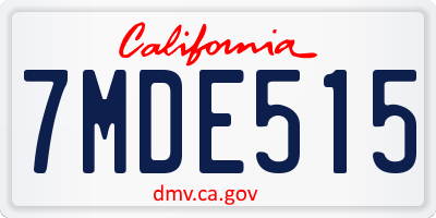 CA license plate 7MDE515