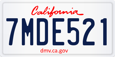 CA license plate 7MDE521