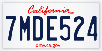 CA license plate 7MDE524