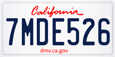 CA license plate 7MDE526