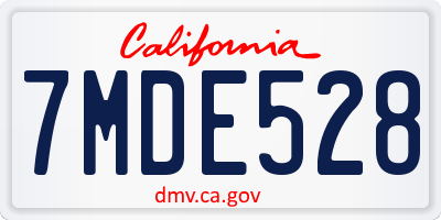 CA license plate 7MDE528