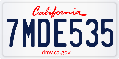 CA license plate 7MDE535