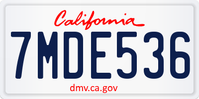 CA license plate 7MDE536