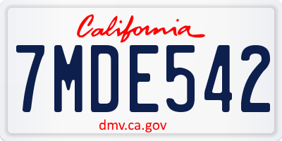 CA license plate 7MDE542