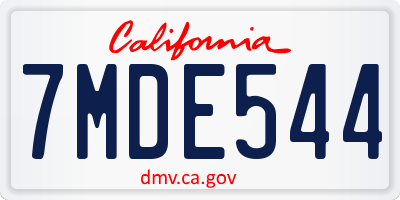 CA license plate 7MDE544