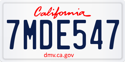 CA license plate 7MDE547