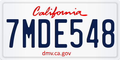 CA license plate 7MDE548