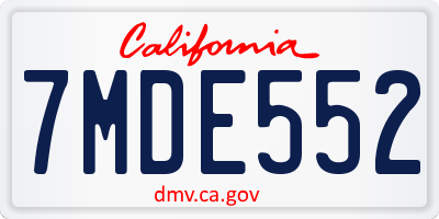 CA license plate 7MDE552
