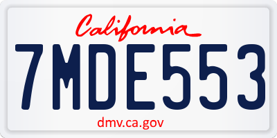 CA license plate 7MDE553