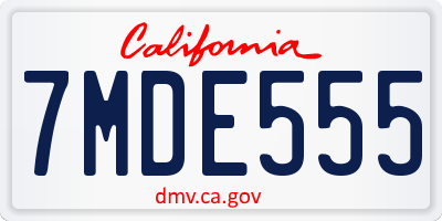 CA license plate 7MDE555