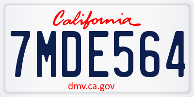 CA license plate 7MDE564