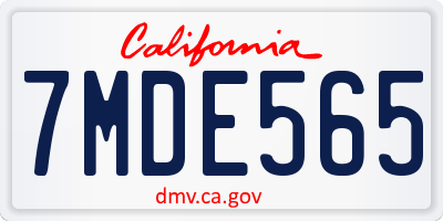 CA license plate 7MDE565