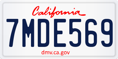 CA license plate 7MDE569