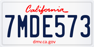 CA license plate 7MDE573