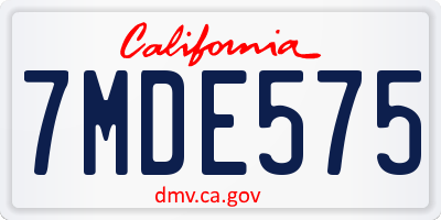 CA license plate 7MDE575