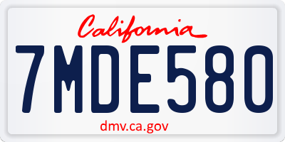 CA license plate 7MDE580