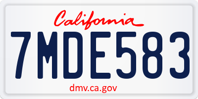 CA license plate 7MDE583