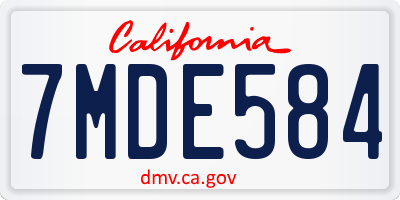 CA license plate 7MDE584