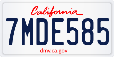CA license plate 7MDE585