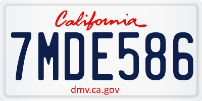 CA license plate 7MDE586