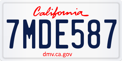 CA license plate 7MDE587