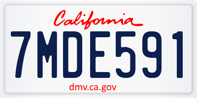 CA license plate 7MDE591