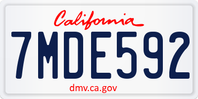 CA license plate 7MDE592