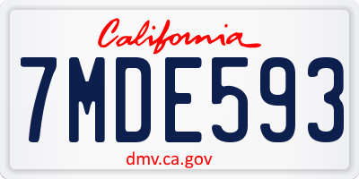 CA license plate 7MDE593