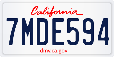 CA license plate 7MDE594