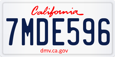 CA license plate 7MDE596