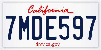 CA license plate 7MDE597