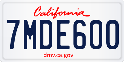 CA license plate 7MDE600