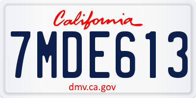 CA license plate 7MDE613