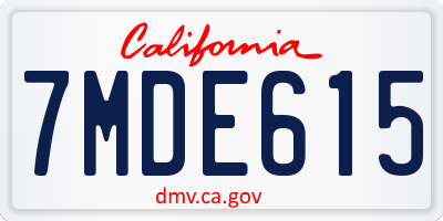 CA license plate 7MDE615