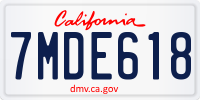 CA license plate 7MDE618