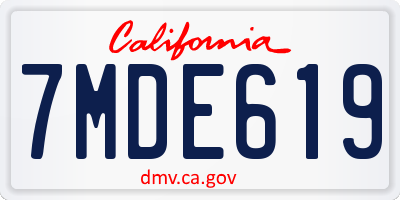 CA license plate 7MDE619