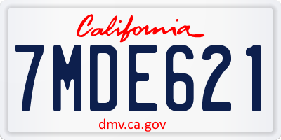 CA license plate 7MDE621