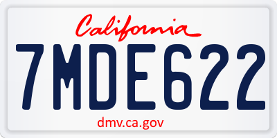 CA license plate 7MDE622