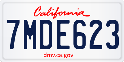 CA license plate 7MDE623
