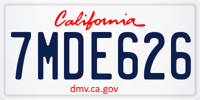 CA license plate 7MDE626
