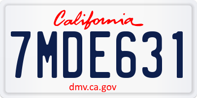 CA license plate 7MDE631