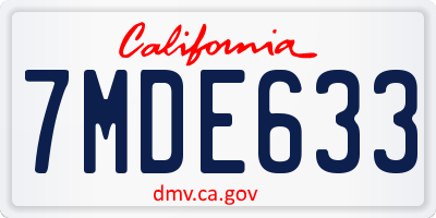 CA license plate 7MDE633