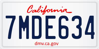 CA license plate 7MDE634