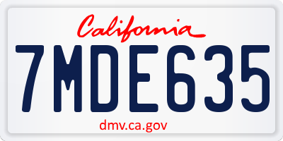 CA license plate 7MDE635