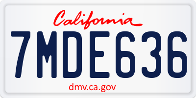 CA license plate 7MDE636